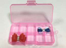 коробочка для бантов и резинок, цвет розовый6персиковый,прозрачный